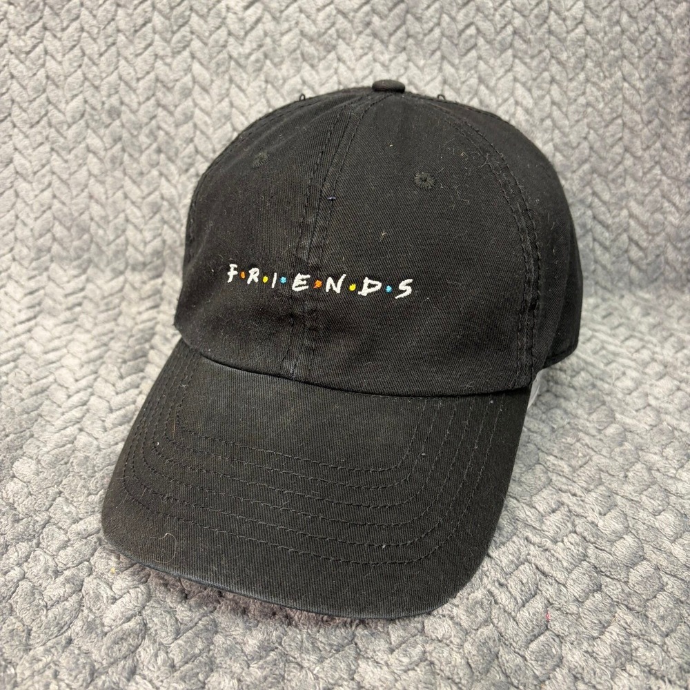 Warner Bros Friends TV Show Logo Dad Hat OSFM Black Embroidered Baseball Cap